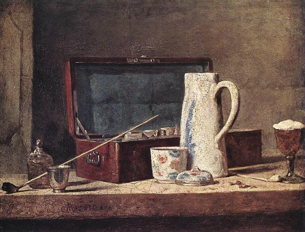 Jean Siméon Chardin - 103, Natura morta con pipa e brocca, Louvre, Parigi